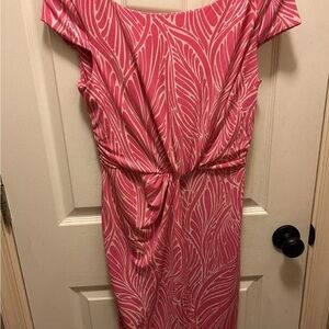 Victoria’s Secret Sz S Elegant Pink & White Patterned Scrunch Dress EUC!!